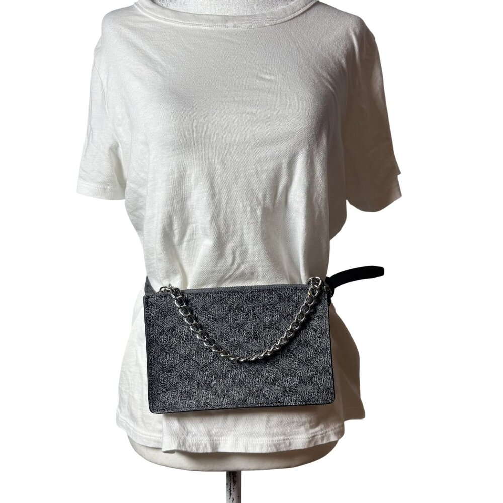 Michael Kors Womens Monogram Belt Bag /Fanny Bag With Chain Strap & Zip Closure